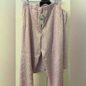 Mango Lilac Polka Jacquard Wide-Leg Pants